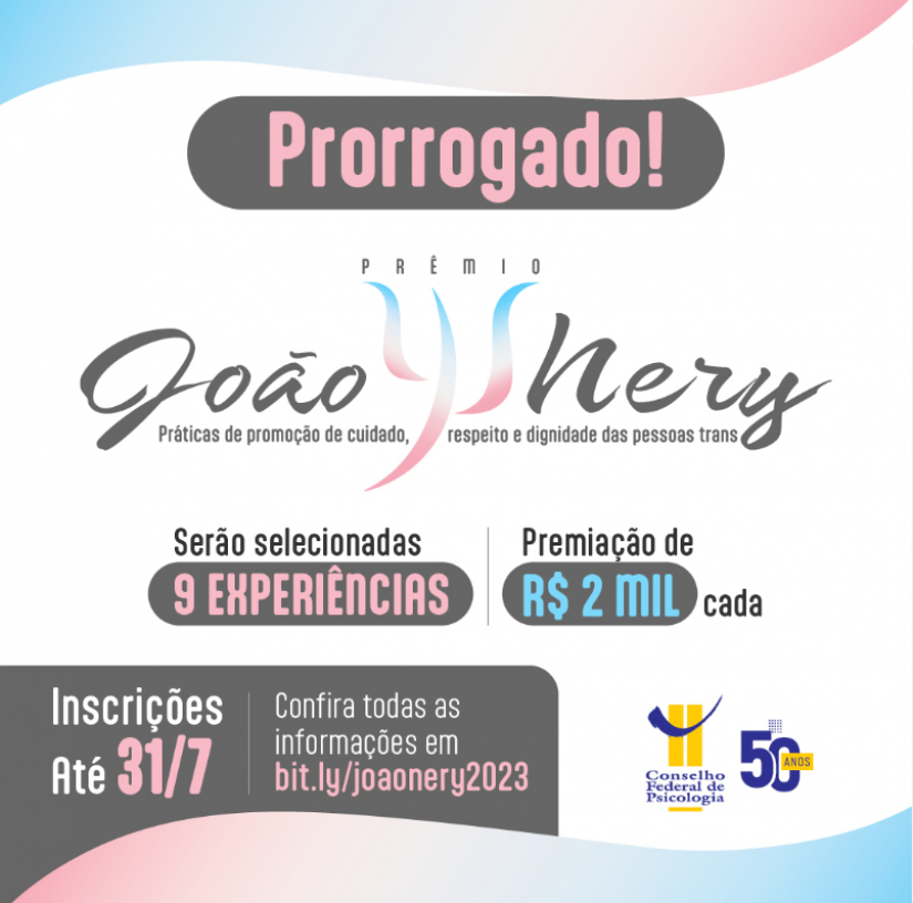 CFP prorroga período de inscrições para o Prêmio João W. Nery