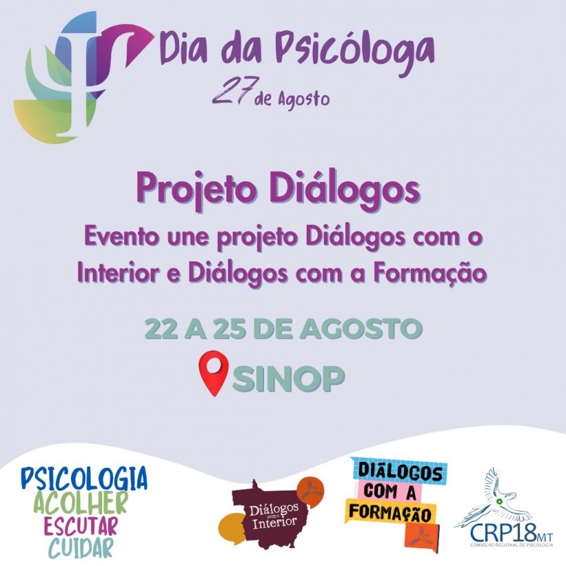 CRP18-MT vai a Sinop/MT realizar “Diálogos com o Interior” e “Diálogos com a Formação”.