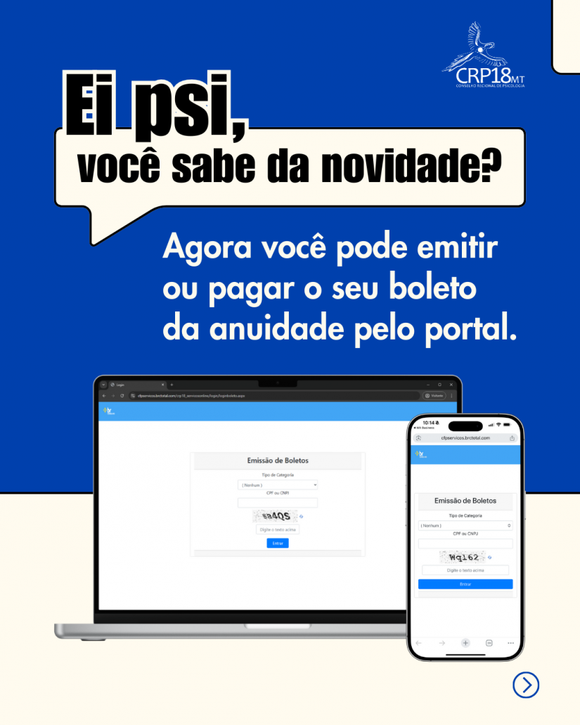 Conselho Regional de Psicologia de Mato Grosso facilita o pagamento da anuidade pelo portal