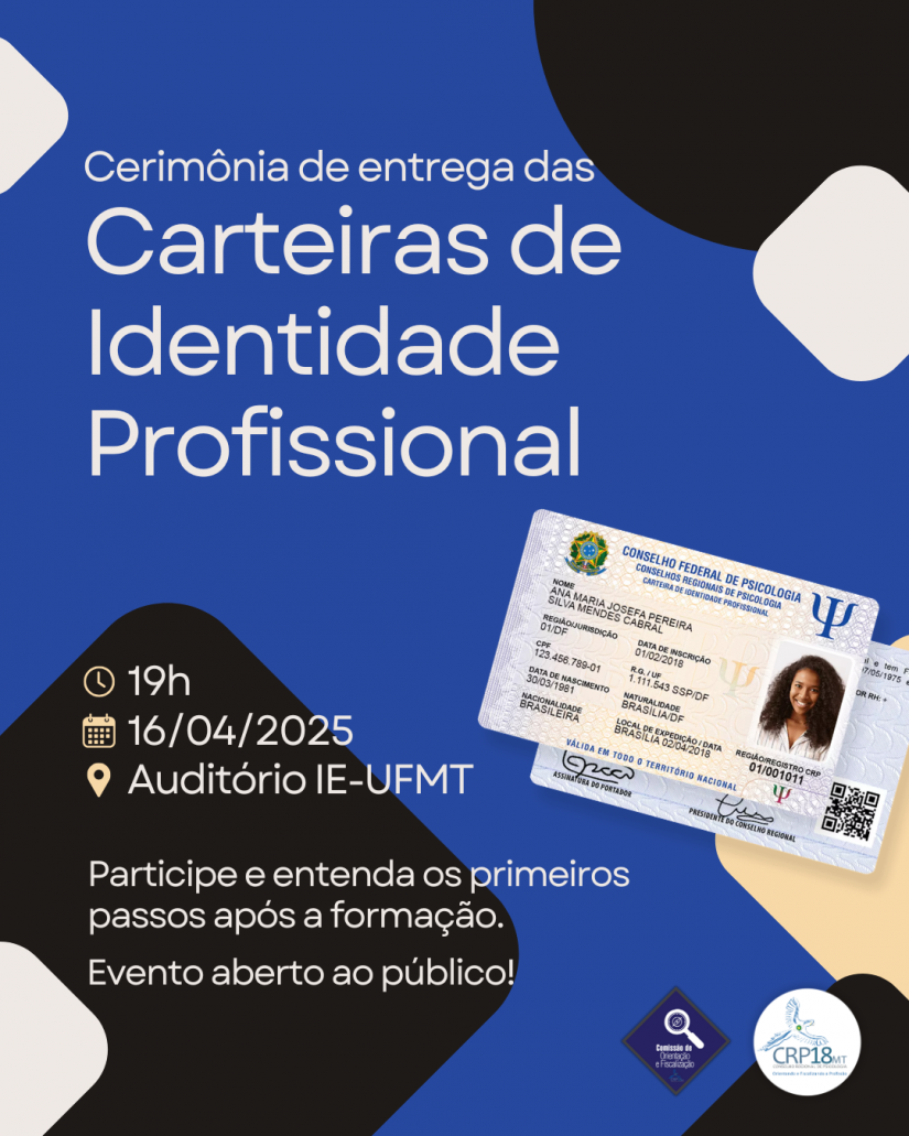 CRP18-MT realizará cerimônia de entrega das carteiras profissionais para novas psicólogas