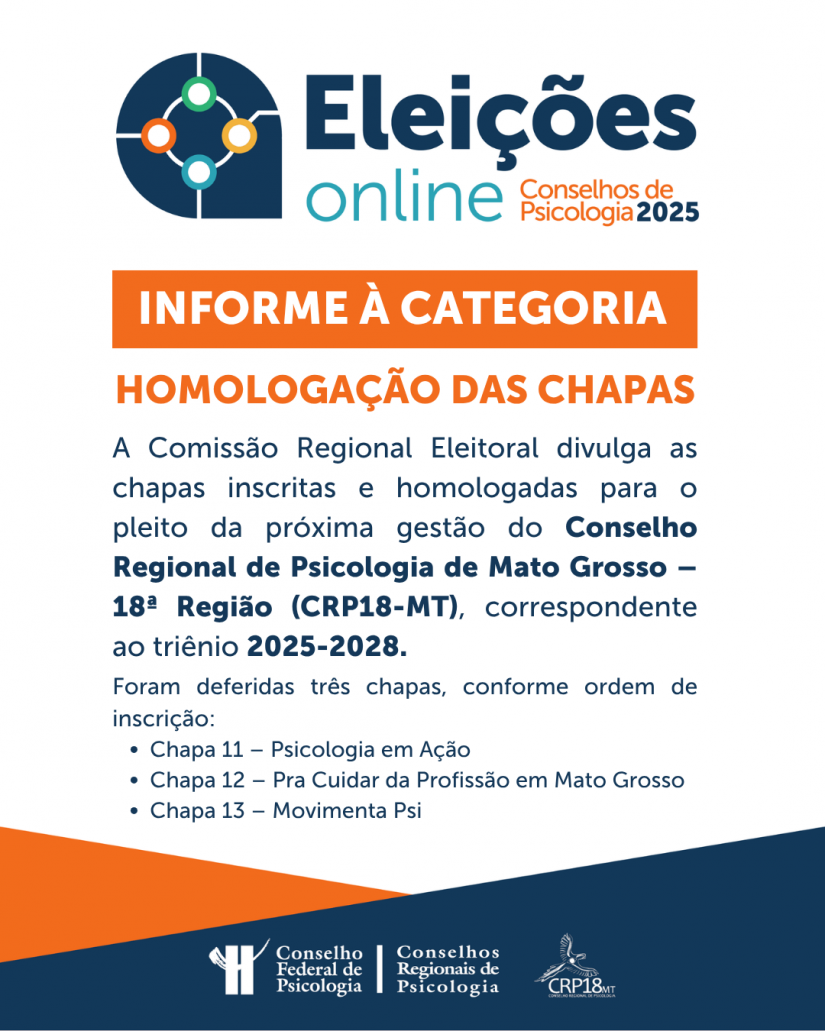 DIVULGAÇÃO DAS CHAPAS INSCRITAS E HOMOLOGADAS PARA O PLEITO CORRESPONDENTE AO TRIÊNIO 2025-2028