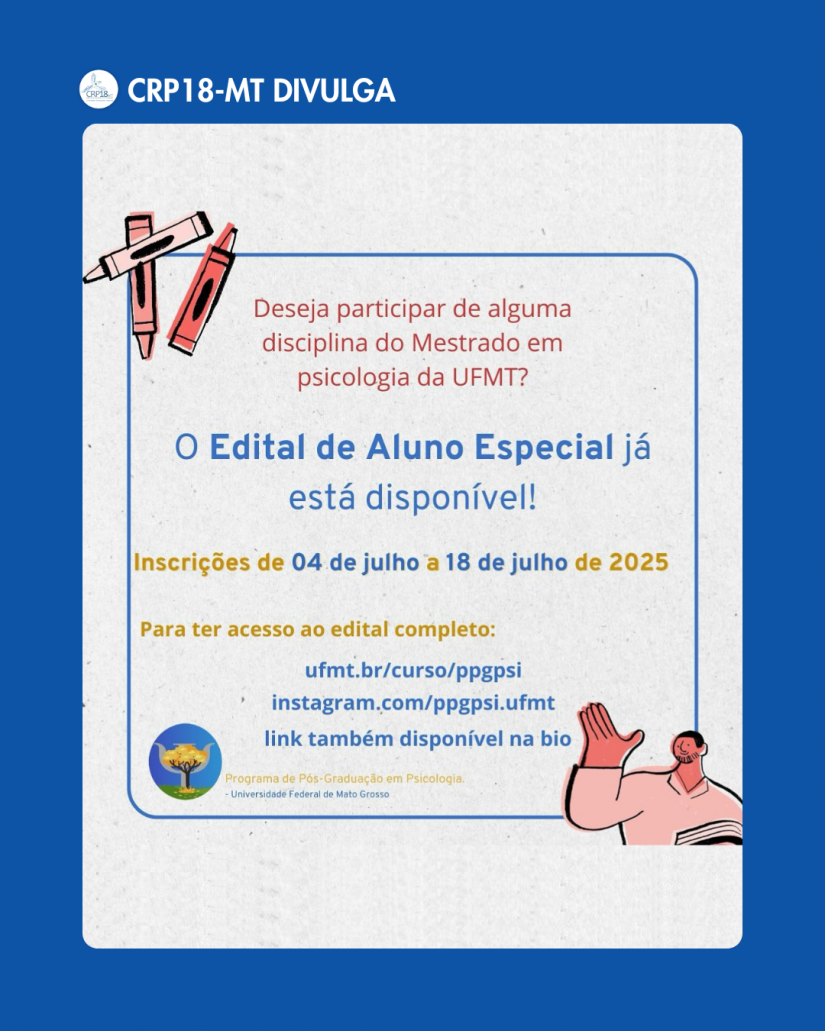 UFMT abre inscrições para Aluno Especial no Mestrado em Psicologia – 2025/2