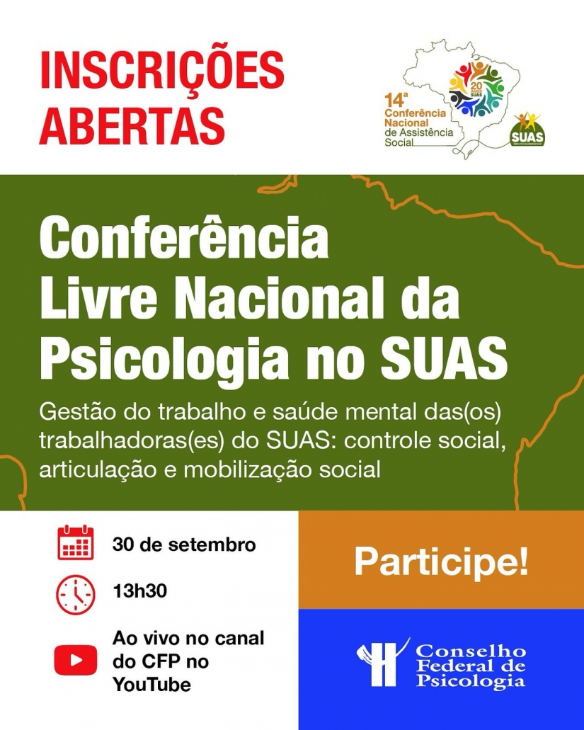 CFP promove conferência livre sobre gestão do trabalho e saúde mental no SUAS
