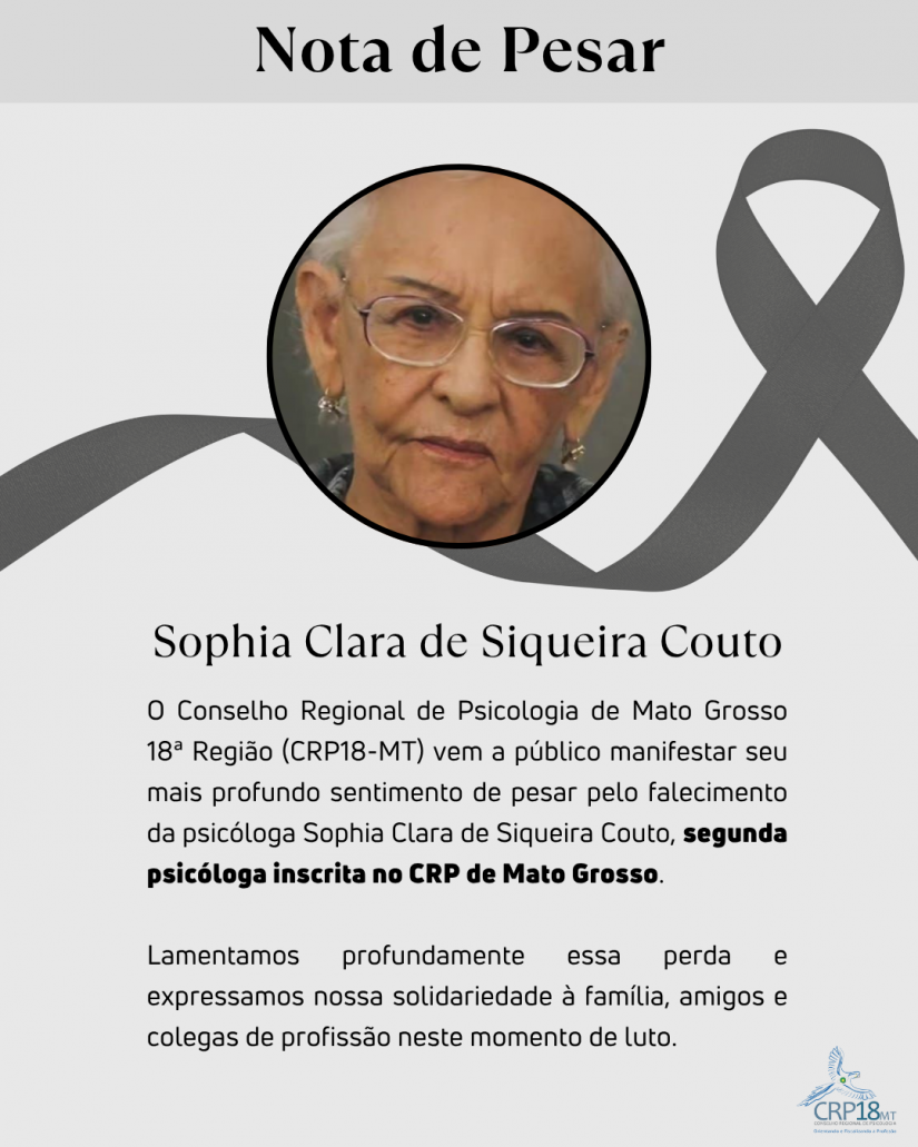 Nota de Pesar: Falecimento da psicóloga Sophia Clara de Siqueira Couto