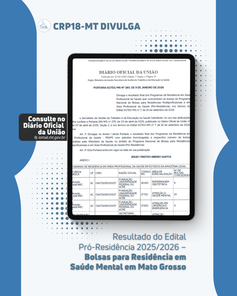 Pró-Residência 2025/2026: Mato Grosso tem bolsas aprovadas para programas com foco em Saúde Mental
