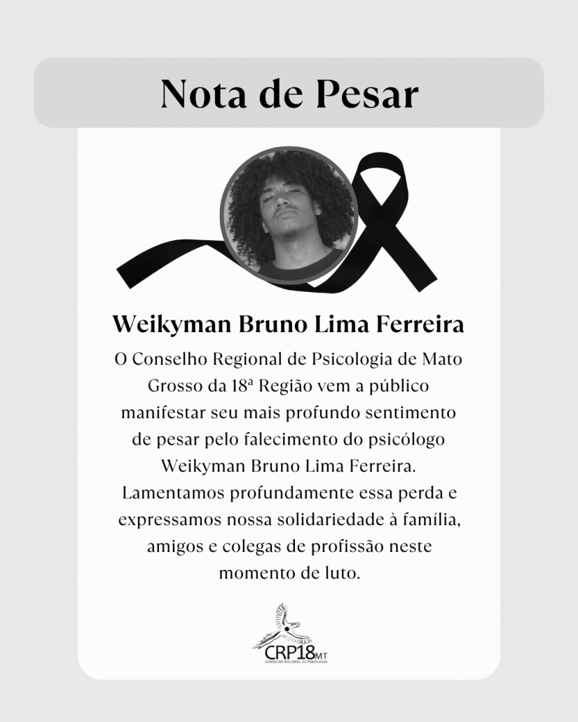 Nota de Pesar: Falecimento do psicólogo Weikyman Bruno Lima Ferreira