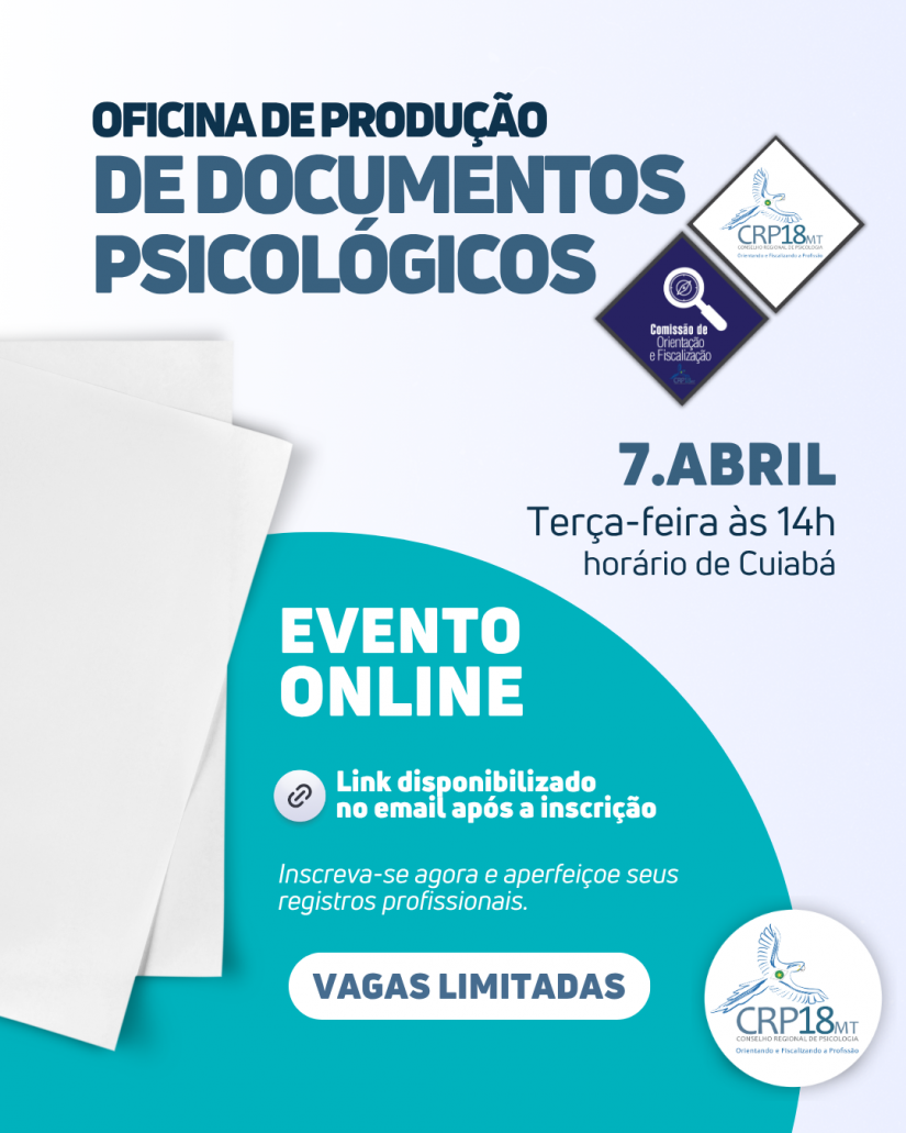 CRP18-MT promove Oficina Online sobre Produção de Documentos Psicológicos