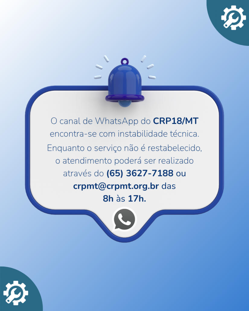 Comunicado de Falha Técnica no WhatsApp do CRP18/MT