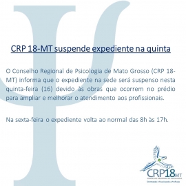 CRP 18-MT suspende expediente na quinta-feira 
