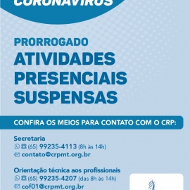 Prorrogação do atendimento Home Office do CRP18-MT 