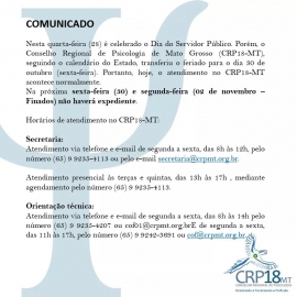 Atendimento do CRP-18 MT