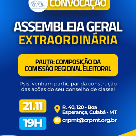 CRP18-MT convoca assembleia extraordinária para composição da Comissão Regional Eleitoral