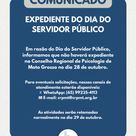 Expediente Suspenso no CRP18-MT durante o Dia do Servidor Público