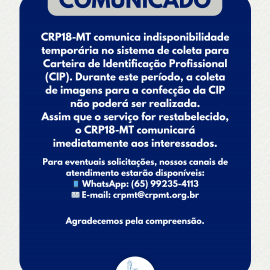 Indisponibilidade no Sistema de Coleta de dados da Carteira de Identificação Profissional (CIP)