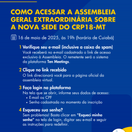 CRP18-MT orienta profissionais sobre acesso à Assembleia Geral Extraordinária