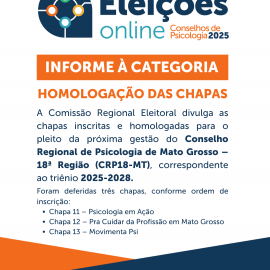 DIVULGAÇÃO DAS CHAPAS INSCRITAS E HOMOLOGADAS PARA O PLEITO CORRESPONDENTE AO TRIÊNIO 2025-2028