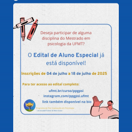 UFMT abre inscrições para Aluno Especial no Mestrado em Psicologia – 2025/2