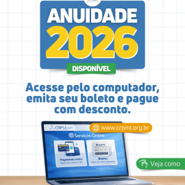 Anuidade 2026 já está disponível no portal — emissão e pagamento com desconto até 31/01