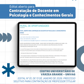 UNIVAG abre edital para contratação de docentes em Psicologia