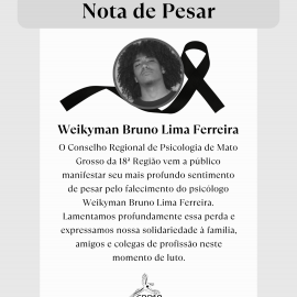 Nota de Pesar: Falecimento do psicólogo Weikyman Bruno Lima Ferreira