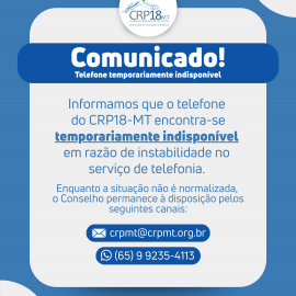 COMUNICADO: TELEFONE TEMPORARIAMENTE INDISPONÍVEL