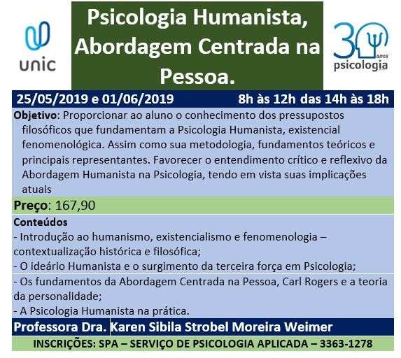 Curso: Psicologia Humanista, Abordagem Centrada na Pessoa