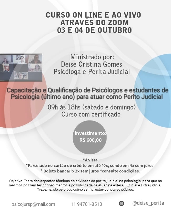 Perito Judicial: Capacitação e Qualificação de Psicólogos e estudantes de Psicologia